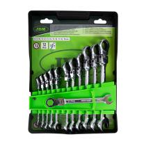 JBM HERRAMIENTAS 51318 - SET DE 12 LLAVES COMBINADAS ARTICULADAS CON TRINQUETE