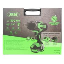 JBM HERRAMIENTAS 60048C - PISTOLA IMPACTO BRUSHLESS A BATERIA 3/4" 1300NM CON MALETIN